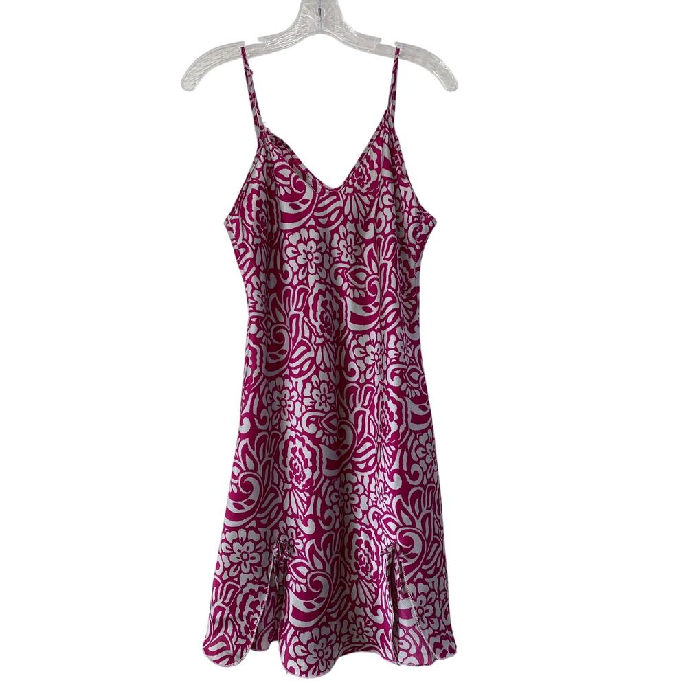 Bay 6 New York Pink Floral Spaghetti Strap Slip Mini‎ Dress Nighty Bows Size M
